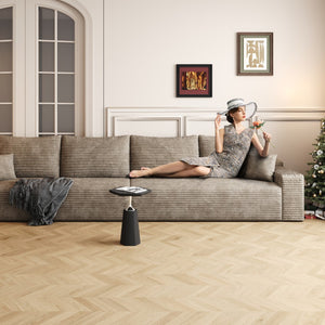 HomeRoots 168" Camel Corduroy Modular Sofa with Toss Pillows – Stylish, Versatile Comfort for Your Living Room! 712980