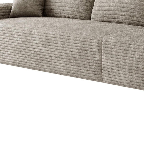 HomeRoots 107" Luxurious Camel Corduroy Modular Sofa with Ottoman & 7 Pillows for Ultimate Comfort & Style 712981