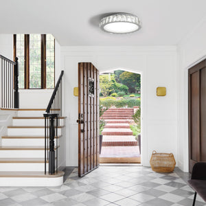 English Elm Crystal 13.8" LED Flush Mount Ceiling Light, 38W Dimmable Crystal Metal Fixture, 1271LM, 3K-5K W2312P374965