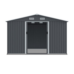 English Elm Outdoor Galvanized Steel Storage Shed 8x10 Ft with Sliding Door and Air Vents W2911S00002