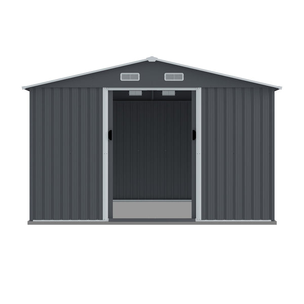 English Elm Outdoor Galvanized Steel Storage Shed 8x10 Ft with Sliding Door and Air Vents W2911S00002