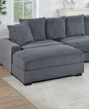 English Elm Living Room Corduroy Cocktail Ottoman with Wood Legs for Modern Sectional Seating B011P211061