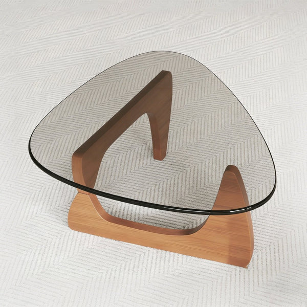 English Elm Modern Tempered Glass Top Walnut Base Coffee Table Mid Century Living Room Accent W3101P417718