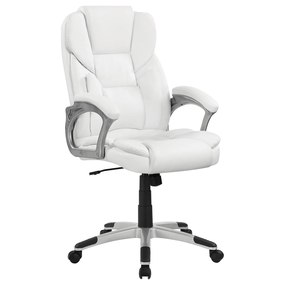 English Elm Kaffir White Leatherette Adjustable Office Chair with Ergonomic Support, Swivel, Casters, Modern Comfort B062P344897