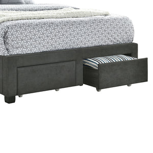 English Elm Newport Grey Upholstered Full Storage Bed With Tufted Headboard & 4 Underbed Drawers For Smart Storage B062S00708