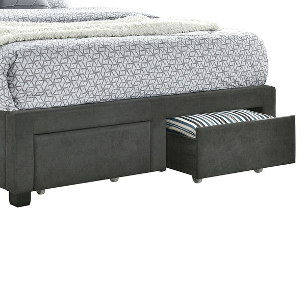 English Elm Newport Grey Upholstered Full Storage Bed With Tufted Headboard & 4 Underbed Drawers For Smart Storage B062S00708
