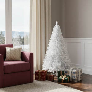 HomeRoots 6' White Full Pine Christmas Tree - Elegant Snowy Décor, Easy Setup & Lush Design for Every Space 713020