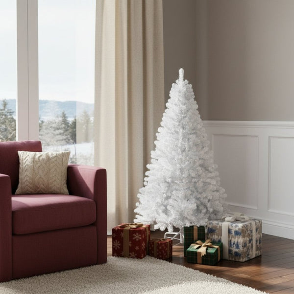 HomeRoots 6' White Full Pine Christmas Tree - Elegant Snowy Décor, Easy Setup & Lush Design for Every Space 713020