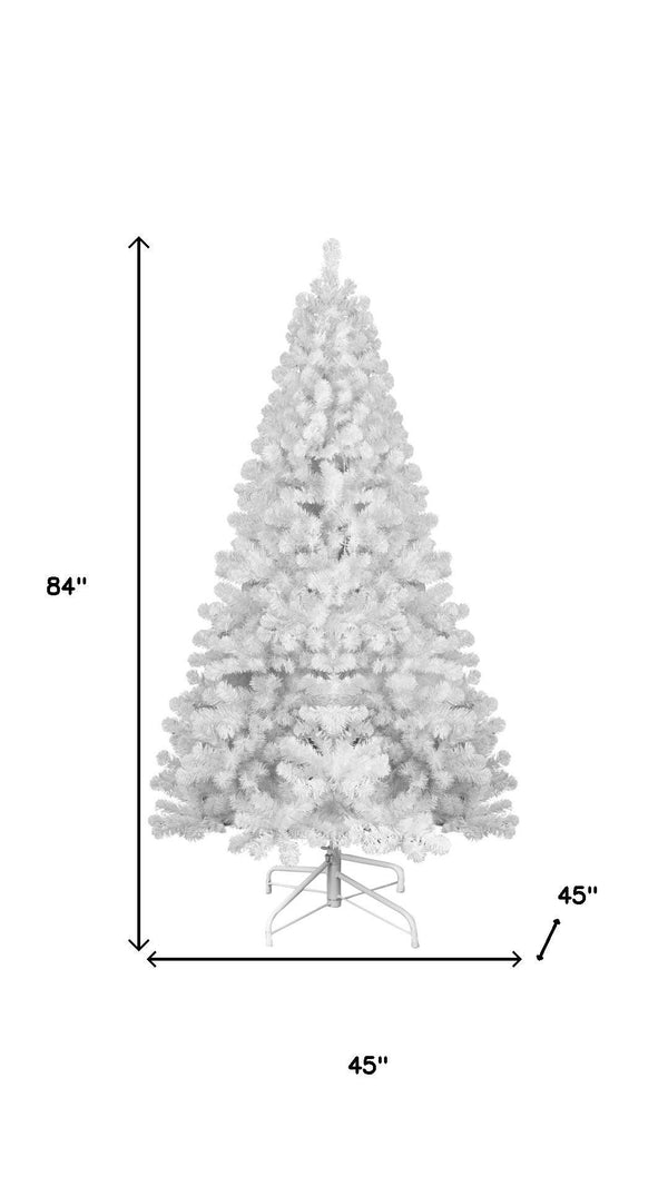 HomeRoots 7.5' White Full Pine Christmas Tree - Stunning Snowy Decor, Durable, Easy Setup, Perfect for Any Space! 713022
