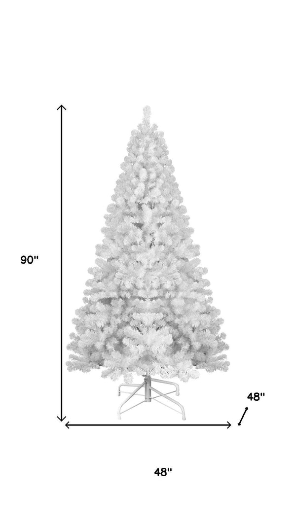 HomeRoots 8' White Full Pine Christmas Tree - Elegant Holiday Centerpiece with Lush Branches & Easy Setup 713023