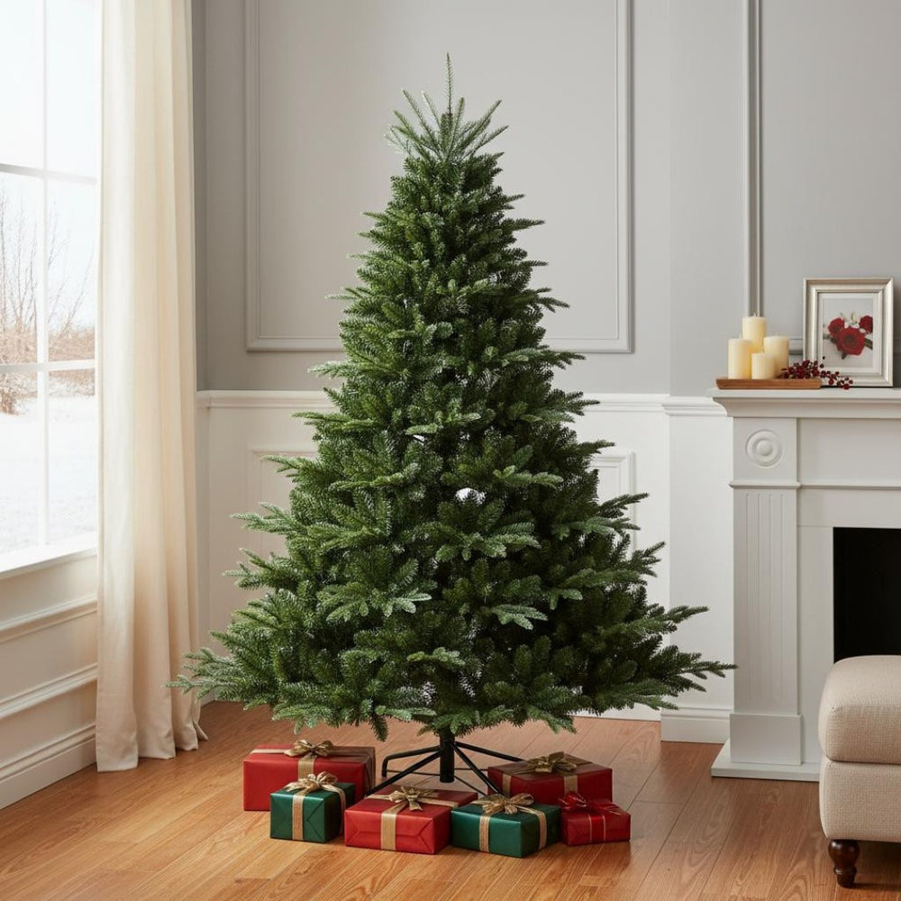 HomeRoots 7.5' Full Pine Christmas Tree – Realistic, Easy Setup Holiday Centerpiece with Lush Green Tips & Durability 713028
