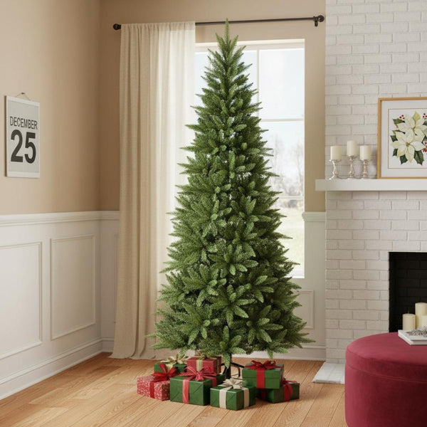 HomeRoots 7.5' Full Pine Christmas Tree - Lush, Realistic Artificial Holiday Decor with Easy Assembly & Customization 713039