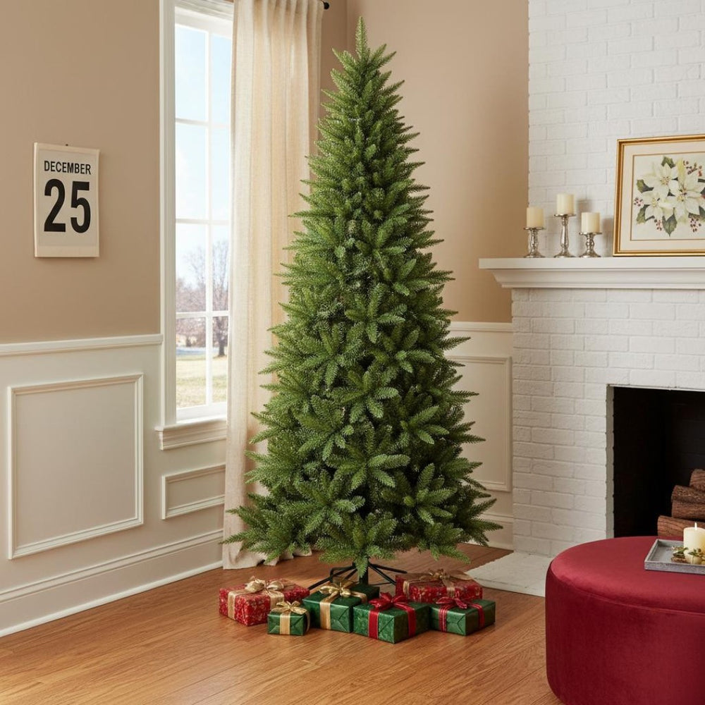 HomeRoots 8' Full Pine Christmas Tree - Lifelike, Easy-Assembly, Durable Holiday Centerpiece for Your Home 713040