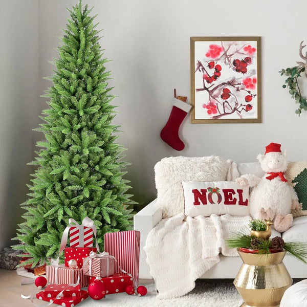 HomeRoots 9' Full Pine Christmas Tree - Lifelike, Dense Foliage for Elegant Holiday Decor, Easy Setup & Storage 713041