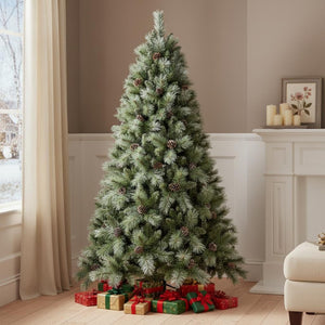 HomeRoots 7' Full Pine Christmas Tree - Lifelike, Easy Assembly, Low Maintenance Holiday Decor for Any Space 713044
