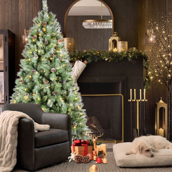 HomeRoots 7.5' Full Pine Christmas Tree - Realistic Artificial Holiday Decor with Easy Setup & Customization 713045