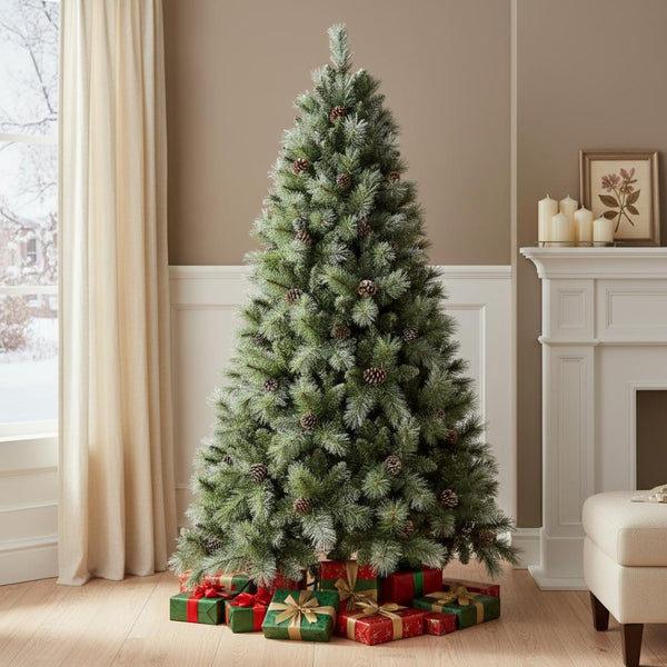 HomeRoots 7.5' Full Pine Christmas Tree - Realistic Artificial Holiday Decor with Easy Setup & Customization 713045