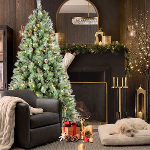 HomeRoots 8' Full Pine Christmas Tree - Lush Artificial Holiday Centerpiece with 1588 Branch Tips & Easy Setup 713046