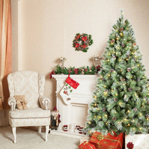 HomeRoots 8' Full Pine Christmas Tree - Lush Artificial Holiday Centerpiece with 1588 Branch Tips & Easy Setup 713046