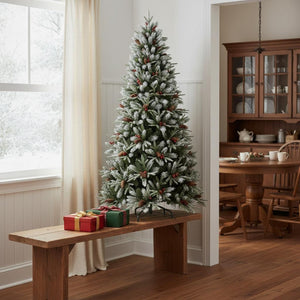 HomeRoots 5' Lush Green and White Full Fir Christmas Tree with Pine Cone Accents for Festive Home Décor 60 713049