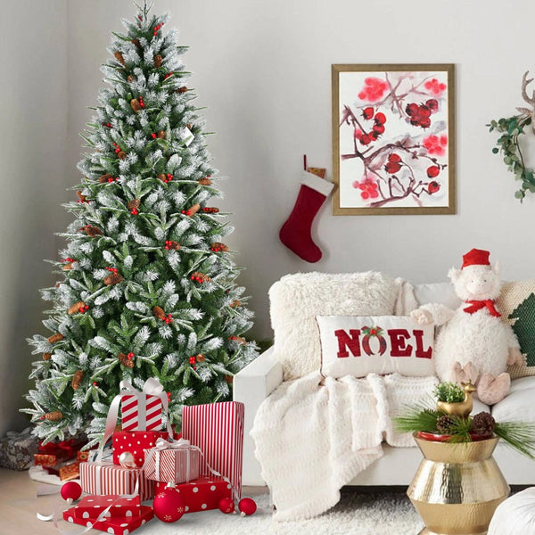 HomeRoots 7' White Full Pine Christmas Tree - Lush, Modern Décor Piece with Hinged Branches for Easy Setup 713051
