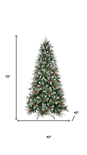 HomeRoots 7' White Full Pine Christmas Tree - Lush, Modern Décor Piece with Hinged Branches for Easy Setup 713051
