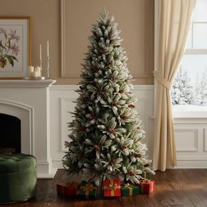 HomeRoots 7.5' White Full Pine Christmas Tree - Elegant Holiday Centerpiece with 2,514 Tips for Custom Decor 713052