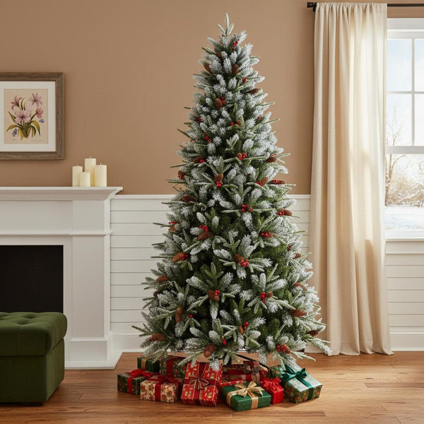 HomeRoots 8' White Full Pine Christmas Tree - Elegant Holiday Centerpiece with Realistic Fullness and Easy Setup 713053