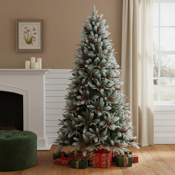 HomeRoots 9' White Full Pine Christmas Tree - Elegant Modern Decor, Easy Setup, Durable & Versatile for Any Space 713054