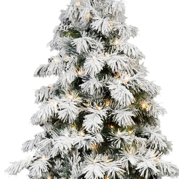 HomeRoots 6' White Pre Lit Full Pine Christmas Tree - Elegant, Durable, and Effortless Setup for Holiday Charm 713067