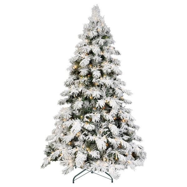HomeRoots 6' White Pre Lit Full Pine Christmas Tree - Elegant, Durable, and Effortless Setup for Holiday Charm 713067