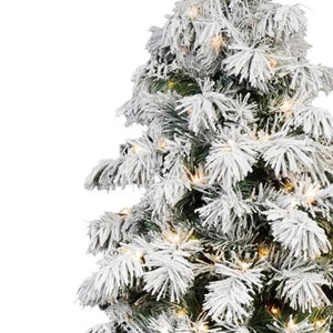 HomeRoots 5' Flocked Pine Christmas Tree – Pre-Lit, Snow-Dusted Branches for a Charming Winter Wonderland Look 84 713068
