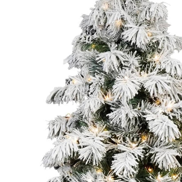 HomeRoots 5' Flocked Pine Christmas Tree – Pre-Lit, Snow-Dusted Branches for a Charming Winter Wonderland Look 84 713068