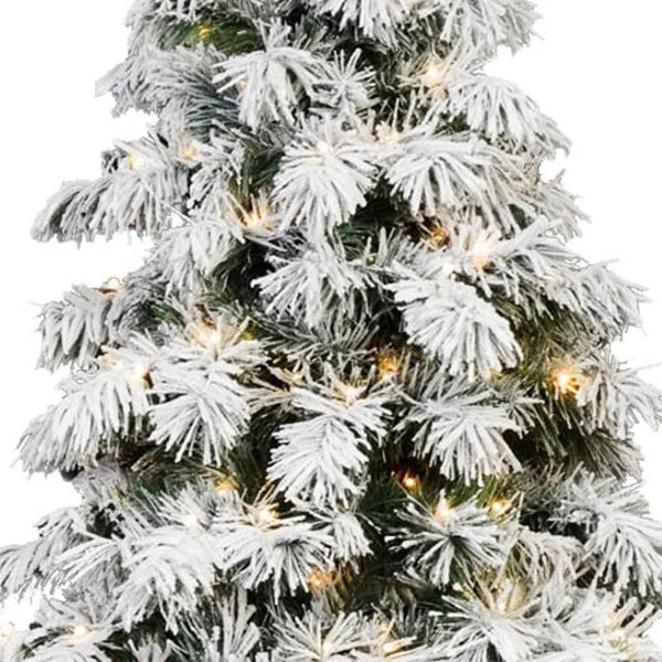 HomeRoots 5' Flocked Pine Christmas Tree – Pre-Lit, Snow-Dusted Branches for a Charming Winter Wonderland Look 96 713069