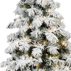 HomeRoots 6' Pre-Lit Full Pine Christmas Tree with Flocked Needles, LED Lights & Decorations for Holiday Cheer 713070
