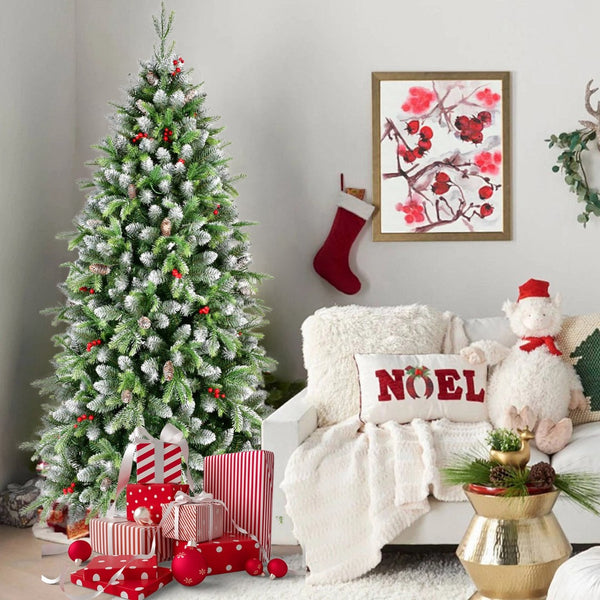 HomeRoots 4' Pre Lit Full Pine Christmas Tree – Lifelike Decor with Warm Lights for a Festive Holiday Touch 48 713071