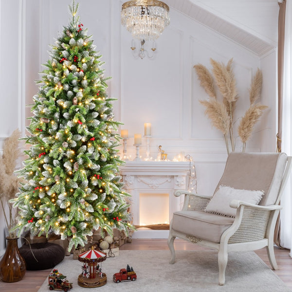 HomeRoots 4' Pre Lit Full Pine Christmas Tree – Lifelike Decor with Warm Lights for a Festive Holiday Touch 48 713071