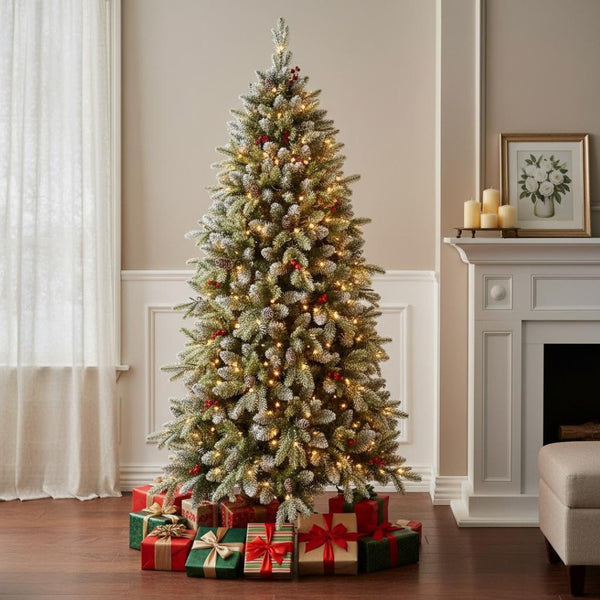 HomeRoots 4' Pre Lit Full Pine Christmas Tree – Lifelike Decor with Warm Lights for a Festive Holiday Touch 48 713071