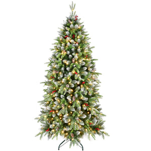 HomeRoots 4' Pre Lit Full Pine Christmas Tree – Lifelike Decor with Warm Lights for a Festive Holiday Touch 48 713071