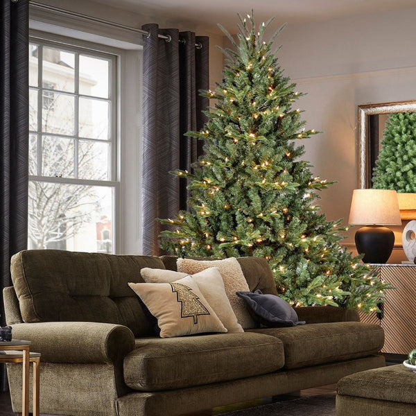 HomeRoots 7.5' Pre-Lit Full Pine Christmas Tree – Lifelike Design, Effortless Setup, and Warm Holiday Glow! 713075