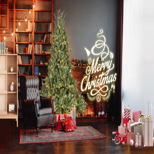 HomeRoots 7.5' Pre-Lit Full Pine Christmas Tree – Lifelike Design, Effortless Setup, and Warm Holiday Glow! 713075