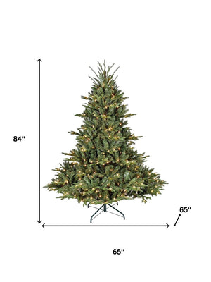 HomeRoots 7.5' Pre-Lit Full Pine Christmas Tree – Lifelike Design, Effortless Setup, and Warm Holiday Glow! 713075