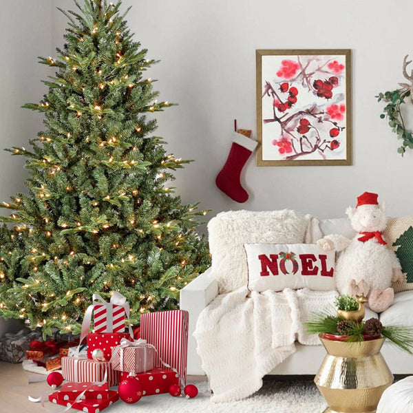 HomeRoots 9' Pre Lit Full Pine Christmas Tree - Effortless Elegance with 900 LED Lights for a Stunning Holiday Display 713077