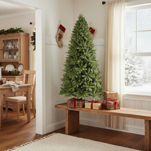 HomeRoots 5' Pre Lit Full Pine Christmas Tree – Lush, Realistic Design with Warm LED Lights for Cozy Holiday Charm 713079