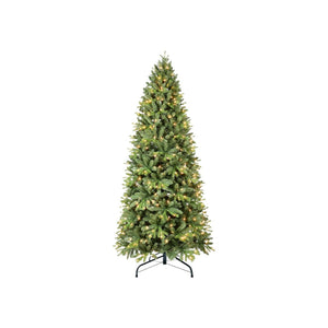 HomeRoots 8' Pre-Lit Full Pine Christmas Tree - Lifelike, Durable, Easy Setup with Bright White LEDs for Holiday Cheer 713083