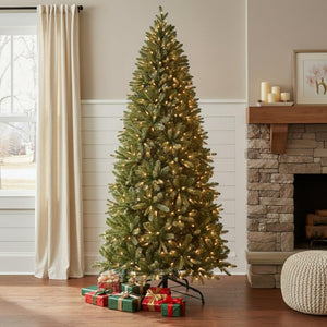 HomeRoots 6' Pre-Lit Full Pine Christmas Tree – Realistic Foliage, Easy Setup & Warm LED Lights for Festive Cheer 713084