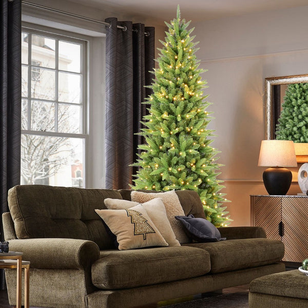 HomeRoots 8' Pre-Lit Full Pine Christmas Tree with LED Lights - Lush, Durable, Easy Setup for Festive Decor! 713086