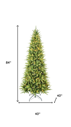 HomeRoots 8' Pre-Lit Full Pine Christmas Tree with LED Lights - Lush, Durable, Easy Setup for Festive Decor! 713086