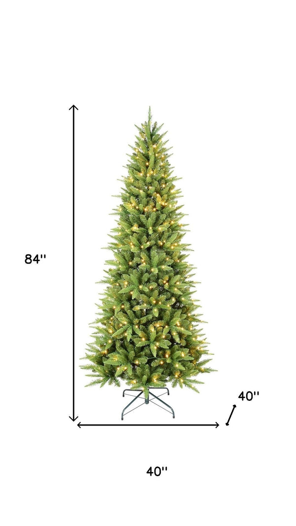 HomeRoots 8' Pre-Lit Full Pine Christmas Tree with LED Lights - Lush, Durable, Easy Setup for Festive Decor! 713086