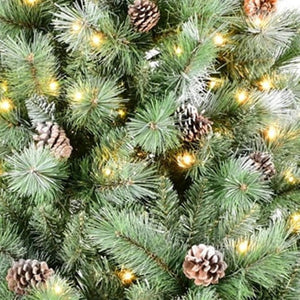 HomeRoots 6' Pre Lit Full Pine Christmas Tree - Lush, Easy-Assembly Holiday Decor with Warm White LED Lights 713089